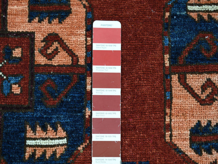 3'10" x 5'10" New Hand Knotted Red Wool Rectangle Oriental Rug - MOA10280165