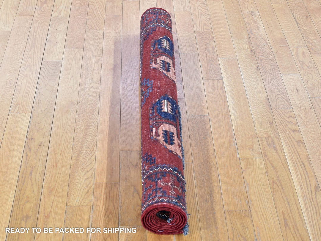 3'10" x 5'10" New Hand Knotted Red Wool Rectangle Oriental Rug - MOA10280165