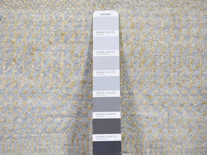 2'8" x 9'1" New Hand Knotted Grey Wool & Silk Runner Oriental Rug - MOA10280167
