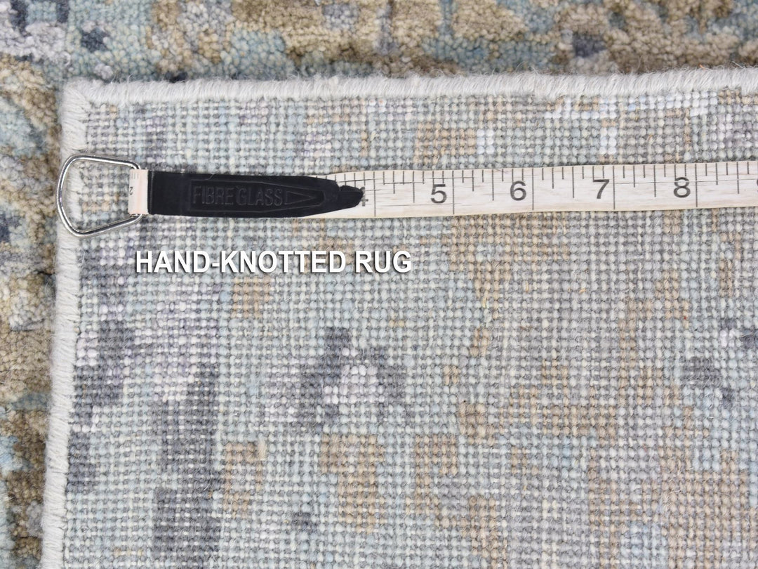 2'6" x 11'10" New Hand Knotted Grey Wool Runner Oriental Rug - MOA10280179