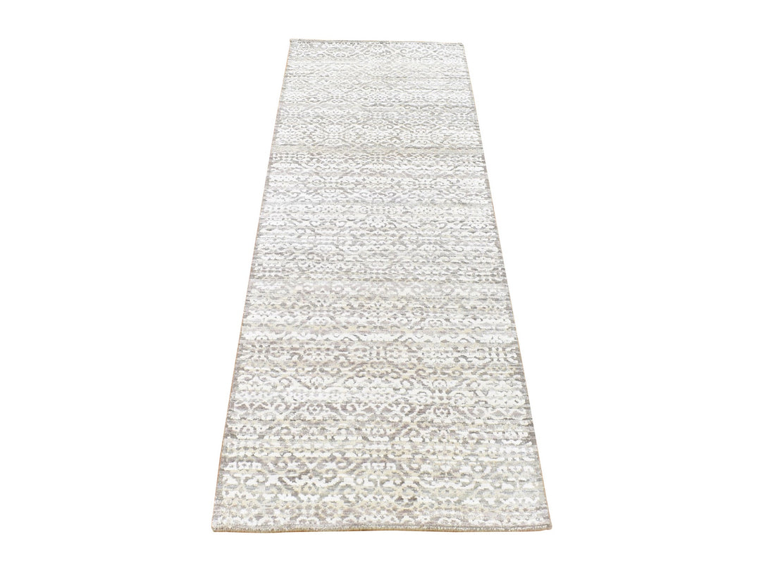 2'8" x 8'2" New Hand Knotted Brown Wool & Silk Runner Oriental Rug - MOA10280184