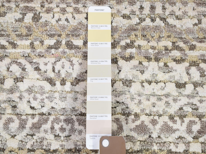 2'8" x 8'2" New Hand Knotted Brown Wool & Silk Runner Oriental Rug - MOA10280184