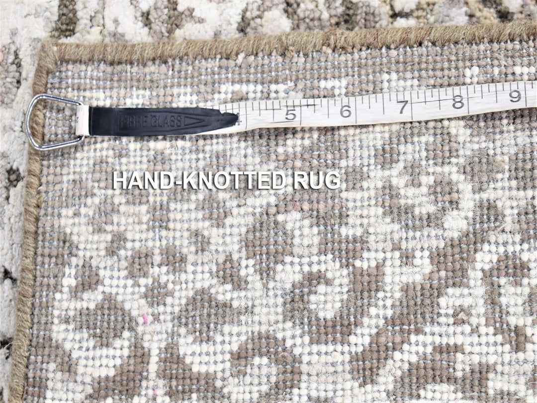 2'8" x 8'2" New Hand Knotted Brown Wool & Silk Runner Oriental Rug - MOA10280184