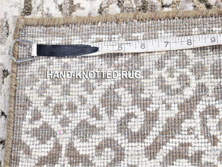 2'8" x 8'2" New Hand Knotted Brown Wool & Silk Runner Oriental Rug - MOA10280184