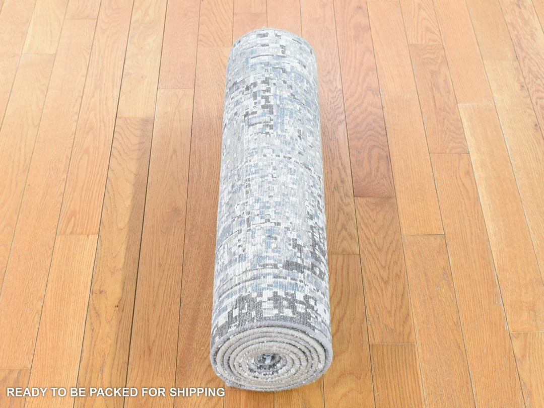 2'6" x 10'1" New Hand Knotted Beige Wool Runner Oriental Rug - MOA10280185
