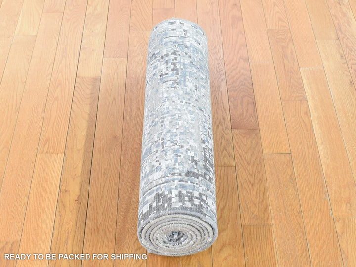 2'6" x 10'1" New Hand Knotted Beige Wool Runner Oriental Rug - MOA10280185
