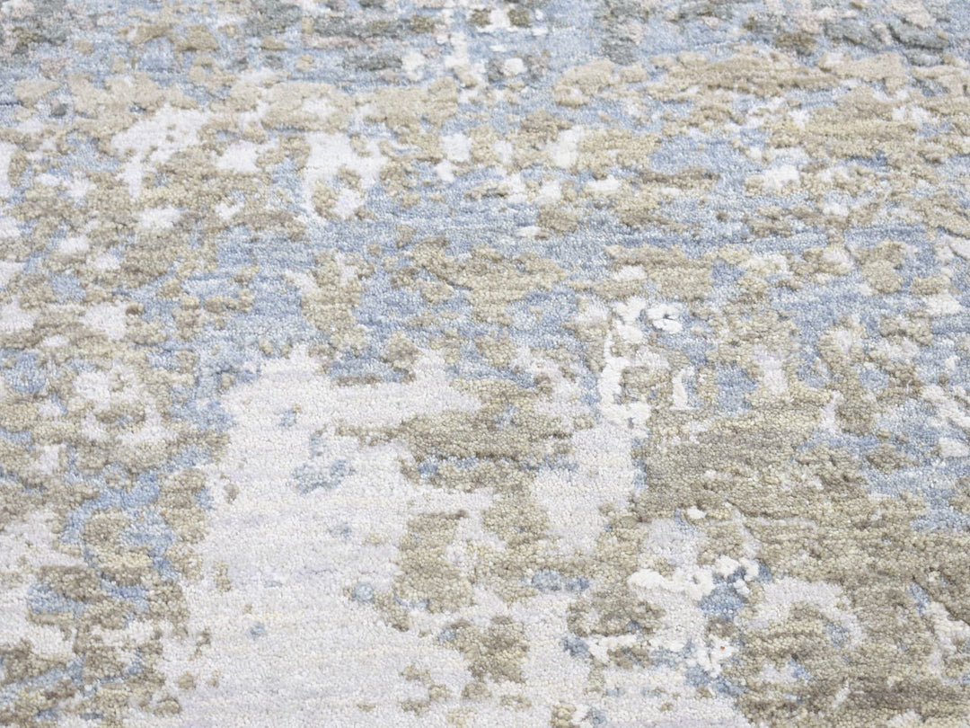 2'6" x 12'1" New Hand Knotted Grey Wool Runner Oriental Rug - MOA10280190