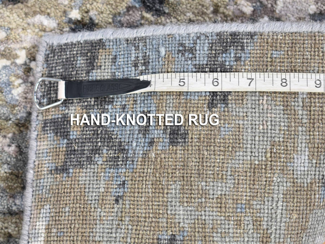 2'6" x 12'1" New Hand Knotted Grey Wool Runner Oriental Rug - MOA10280190