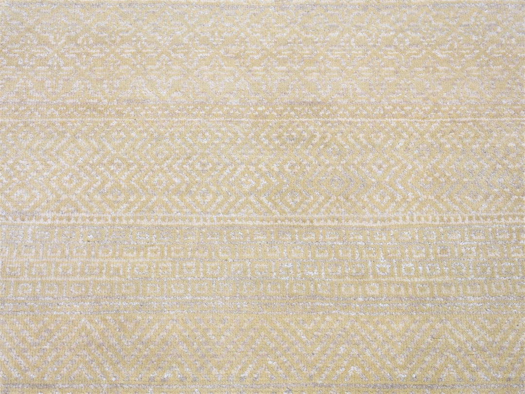 3'1" x 5'1" New Hand Knotted Green Wool & Silk Rectangle Oriental Rug - MOA10280194