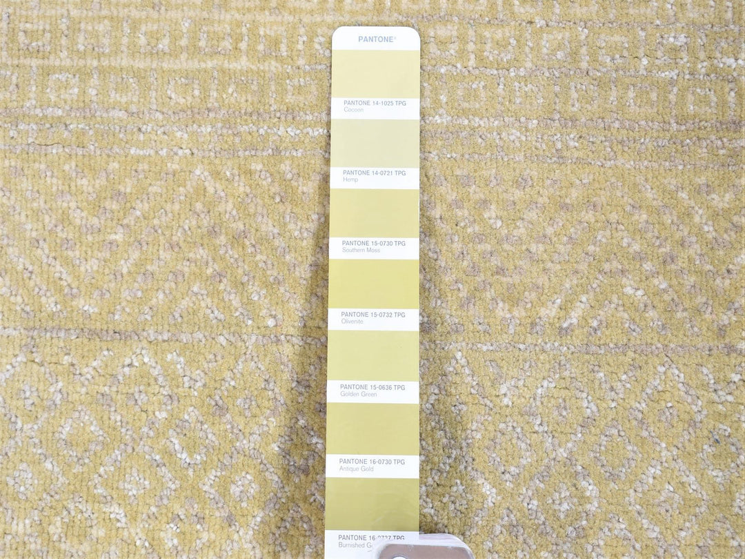 3'1" x 5'1" New Hand Knotted Green Wool & Silk Rectangle Oriental Rug - MOA10280194