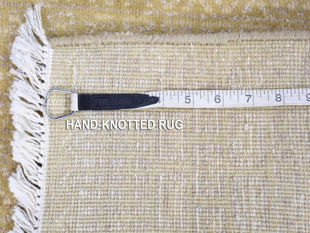 3'1" x 5'1" New Hand Knotted Green Wool & Silk Rectangle Oriental Rug - MOA10280194