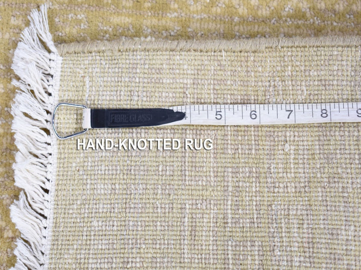3'1" x 5'1" New Hand Knotted Green Wool & Silk Rectangle Oriental Rug - MOA10280194