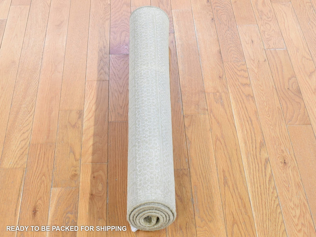 3'1" x 5'1" New Hand Knotted Green Wool & Silk Rectangle Oriental Rug - MOA10280194