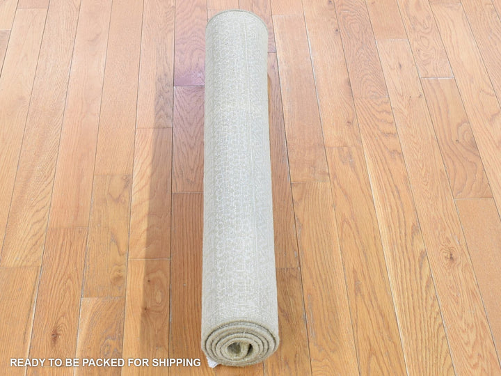 3'1" x 5'1" New Hand Knotted Green Wool & Silk Rectangle Oriental Rug - MOA10280194