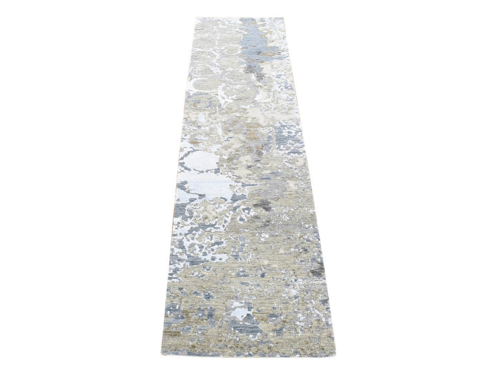 2'6" x 10'6" New Hand Knotted Beige Wool Runner Oriental Rug - MOA10280202