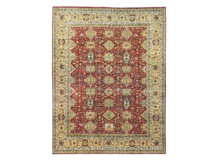 11'9" x 14'10" New Hand Knotted Red Wool Rectangle Oriental Rug - MOA10280222