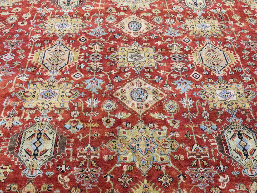 11'9" x 14'10" New Hand Knotted Red Wool Rectangle Oriental Rug - MOA10280222