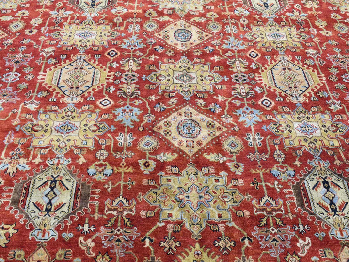 11'9" x 14'10" New Hand Knotted Red Wool Rectangle Oriental Rug - MOA10280222