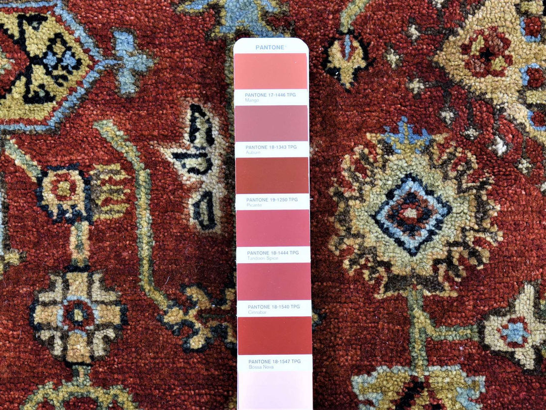 11'9" x 14'10" New Hand Knotted Red Wool Rectangle Oriental Rug - MOA10280222