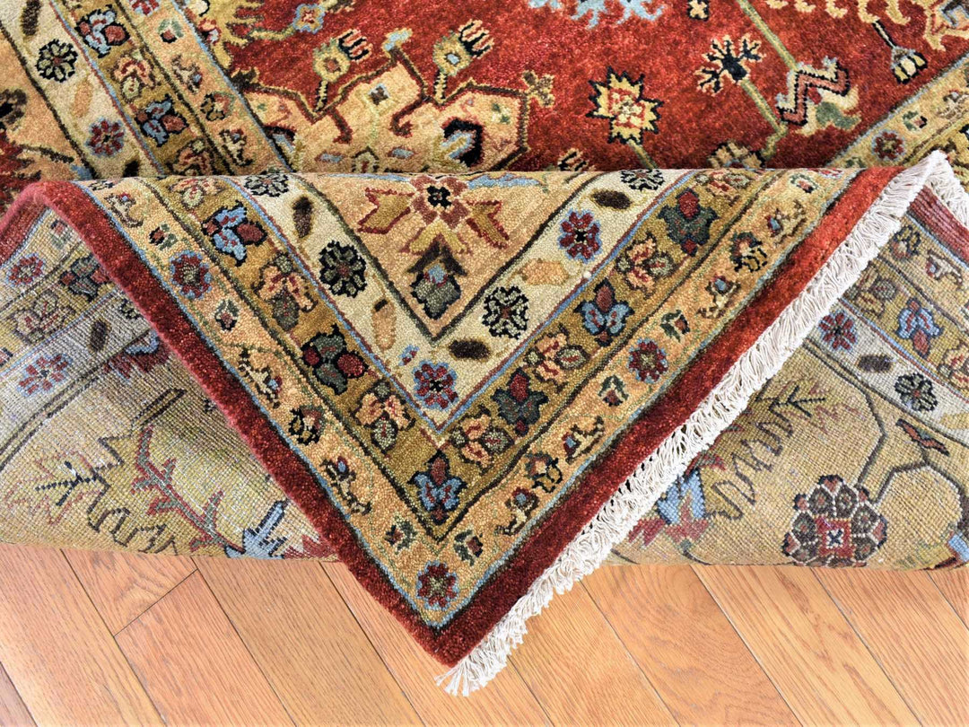 11'9" x 14'10" New Hand Knotted Red Wool Rectangle Oriental Rug - MOA10280222
