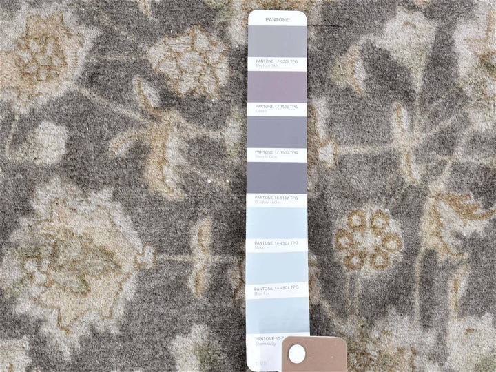 12'5" x 19'4" New Hand Knotted Grey Wool Rectangle Oriental Rug - MOA10280226