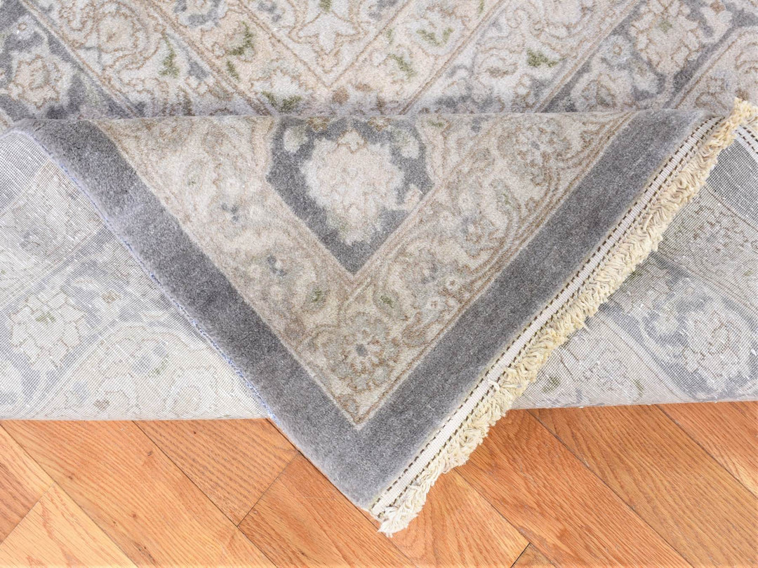 12'5" x 19'4" New Hand Knotted Grey Wool Rectangle Oriental Rug - MOA10280226