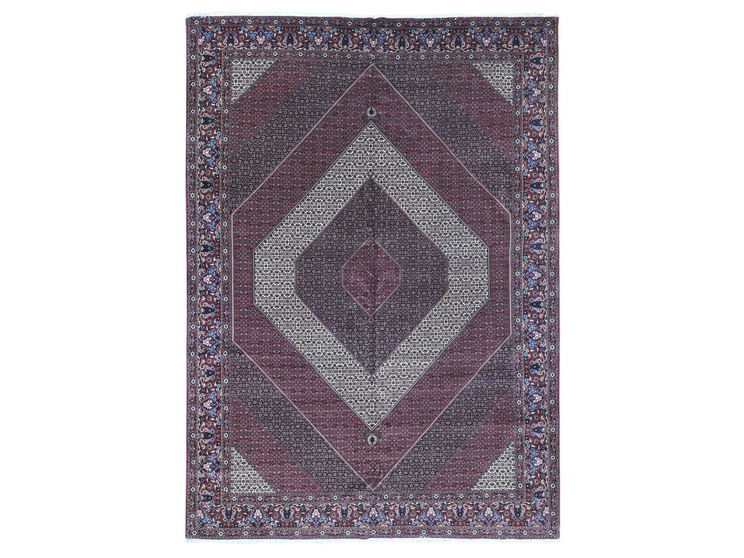 11'3" x 16'0" New Hand Knotted Red Wool & Silk Rectangle Oriental Rug - MOA10280232