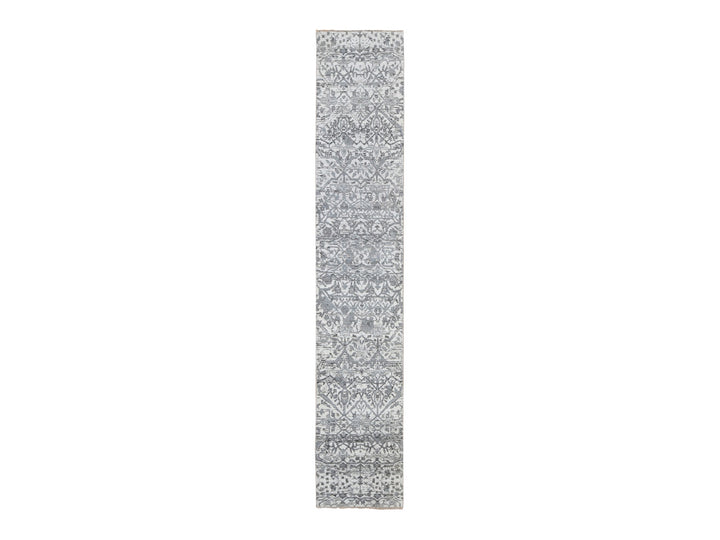 2'7" x 14'1" New Hand Knotted Ivory Wool Runner Oriental Rug - MOA10280240