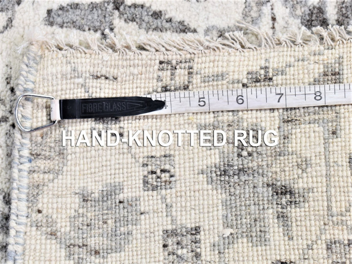 2'7" x 14'1" New Hand Knotted Ivory Wool Runner Oriental Rug - MOA10280240