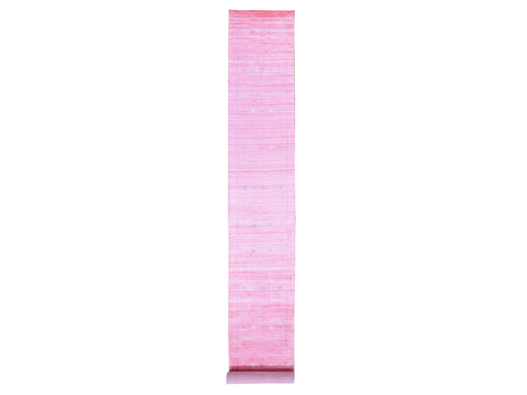 2'6" x 17'9" New Hand Knotted Pink Wool & Silk Runner Oriental Rug - MOA10280242