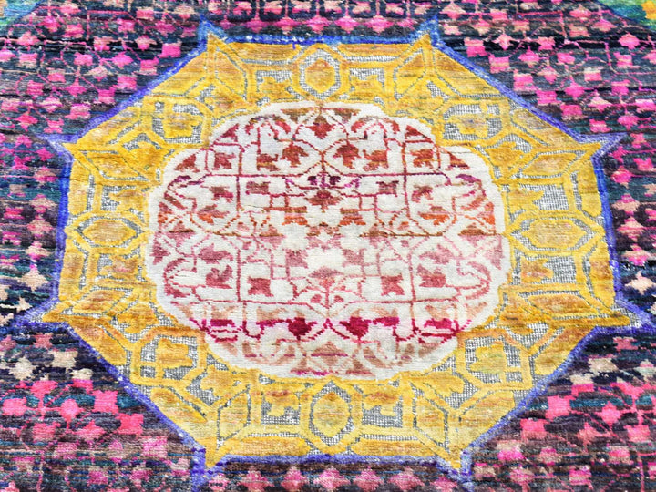 3'1" x 17'4" New Hand Knotted Green Sari Silk Runner Oriental Rug - MOA10280244