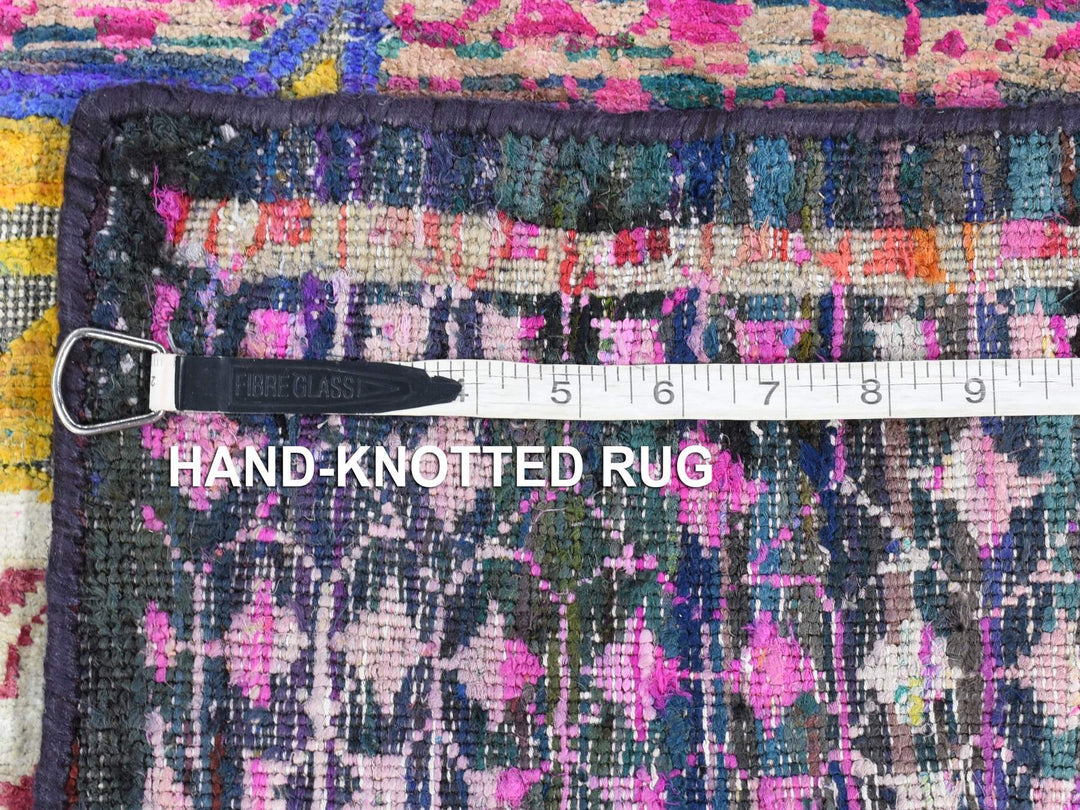 3'1" x 17'4" New Hand Knotted Green Sari Silk Runner Oriental Rug - MOA10280244