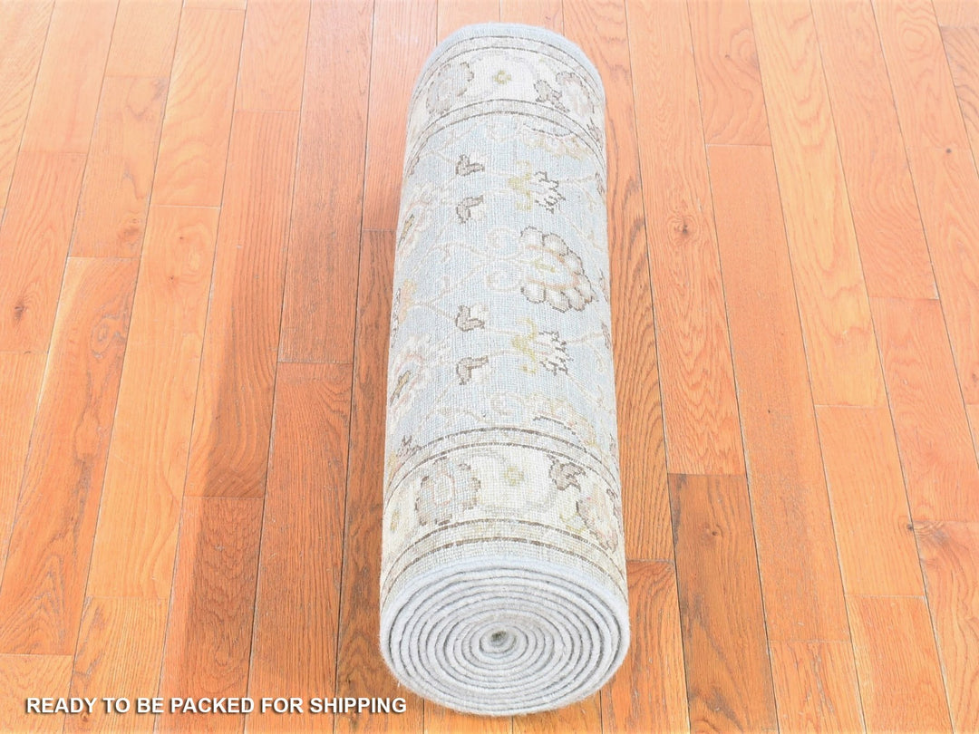 2'7" x 15'10" New Hand Knotted Green Wool Runner Oriental Rug - MOA10280254