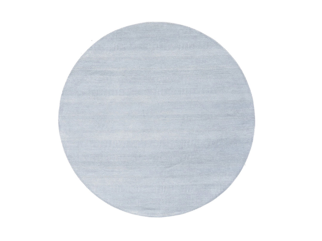 7'9" x 7'9" New Hand Knotted Ivory Wool & Silk Round Oriental Rug - MOA10280257