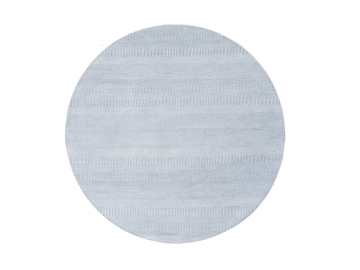 7'9" x 7'9" New Hand Knotted Ivory Wool & Silk Round Oriental Rug - MOA10280257