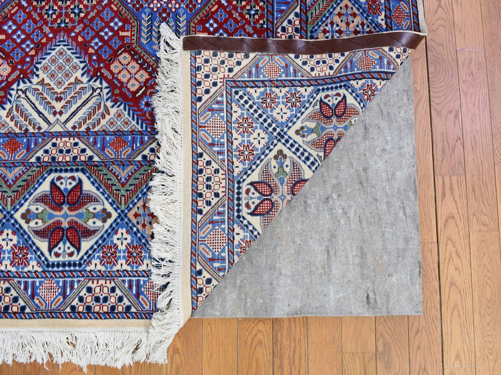 9'7" x 13'2" New Hand Knotted Red Wool & Silk Rectangle Oriental Rug - MOA10280260