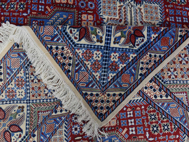 9'7" x 13'2" New Hand Knotted Red Wool & Silk Rectangle Oriental Rug - MOA10280260