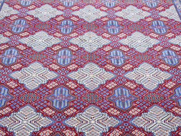 9'7" x 13'2" New Hand Knotted Red Wool & Silk Rectangle Oriental Rug - MOA10280260