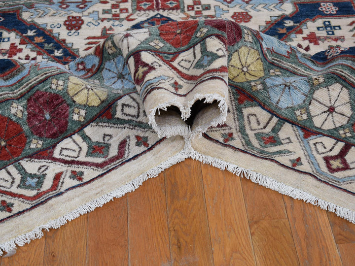 7'5" x 12'2" New Hand Knotted Ivory Wool Rectangle Oriental Rug - MOA10280272