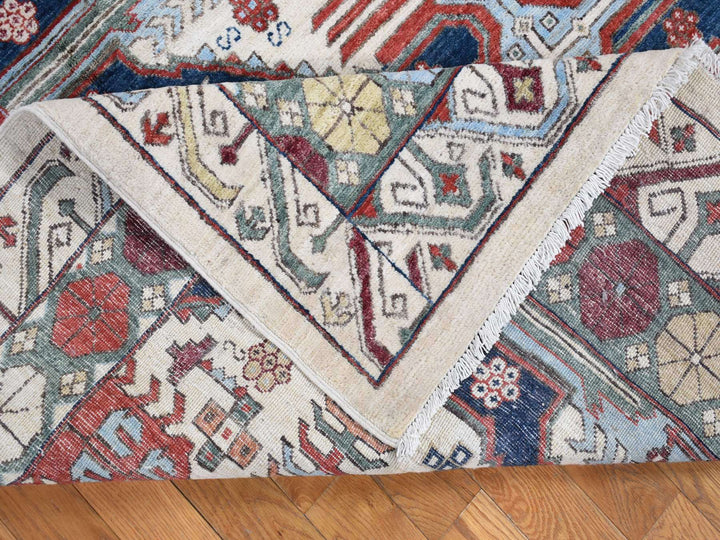 7'5" x 12'2" New Hand Knotted Ivory Wool Rectangle Oriental Rug - MOA10280272