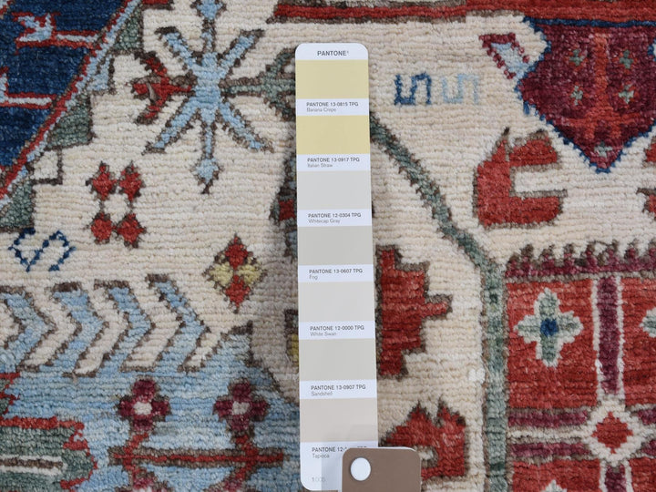 7'5" x 12'2" New Hand Knotted Ivory Wool Rectangle Oriental Rug - MOA10280272