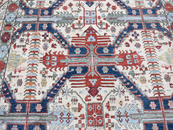 7'5" x 12'2" New Hand Knotted Ivory Wool Rectangle Oriental Rug - MOA10280272
