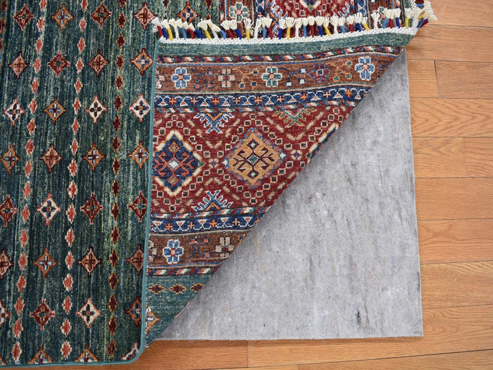 3'6" x 5'3" New Hand Knotted Green Wool Rectangle Oriental Rug - MOA10280275