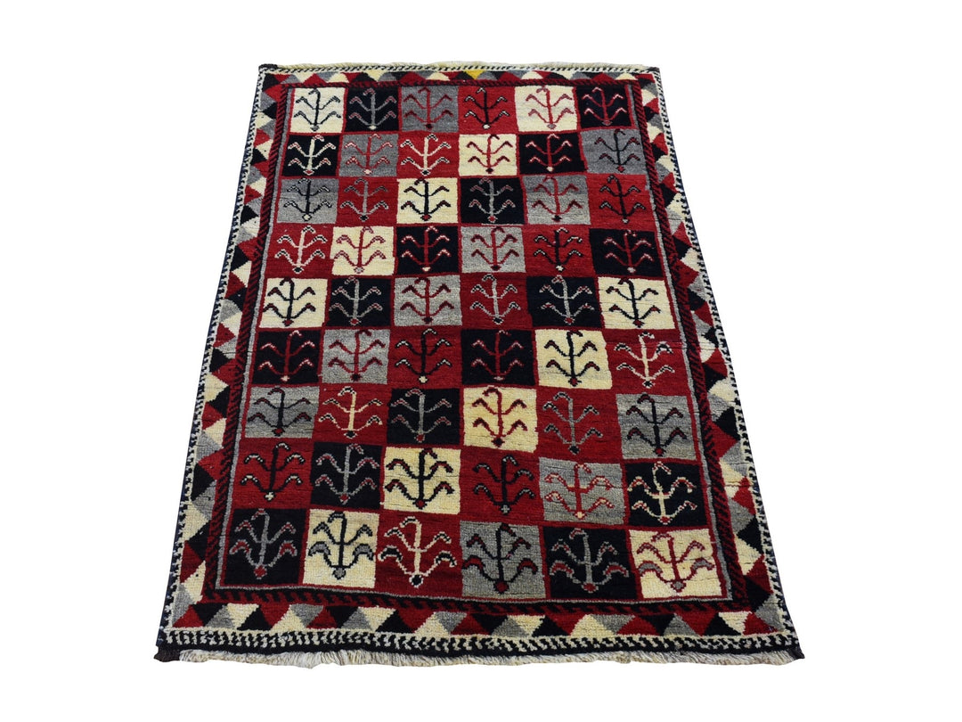 3'7" x 5'7" New Hand Knotted Red Wool Rectangle Oriental Rug - MOA10280280