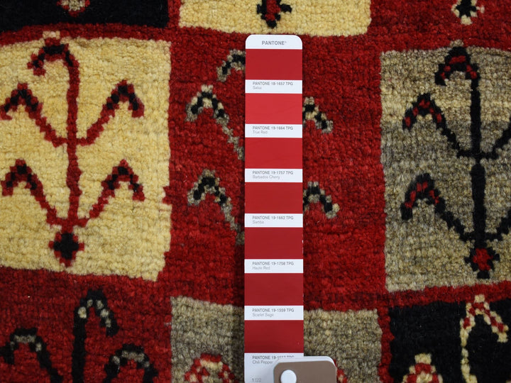 3'7" x 5'7" New Hand Knotted Red Wool Rectangle Oriental Rug - MOA10280280