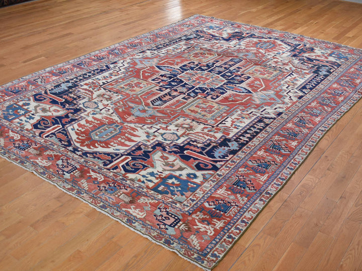 8'10" x 12'5" Vintage Hand Knotted Ivory Wool Rectangle Oriental Rug - MOA10280305