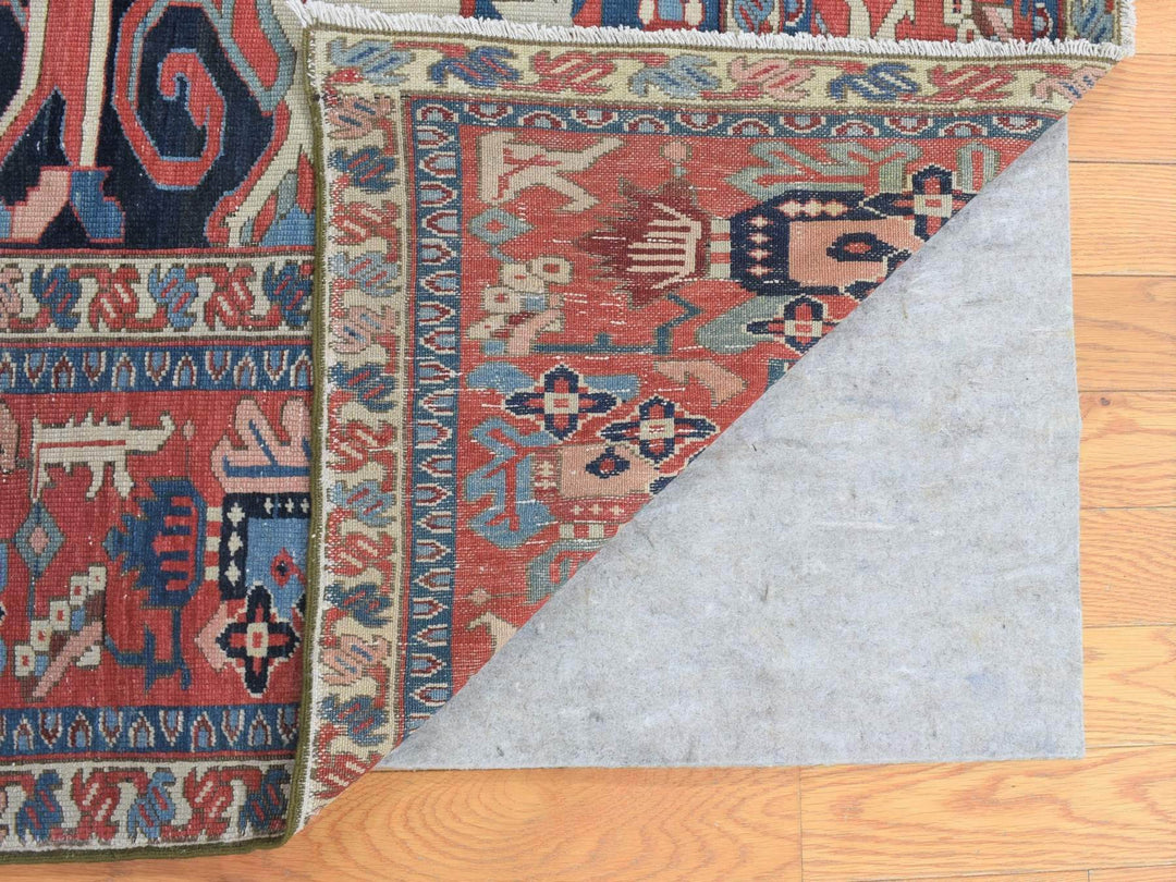 8'10" x 12'5" Vintage Hand Knotted Ivory Wool Rectangle Oriental Rug - MOA10280305
