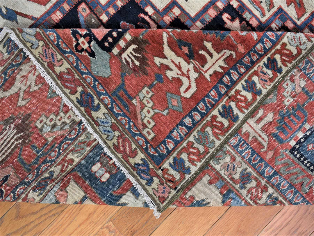 8'10" x 12'5" Vintage Hand Knotted Ivory Wool Rectangle Oriental Rug - MOA10280305