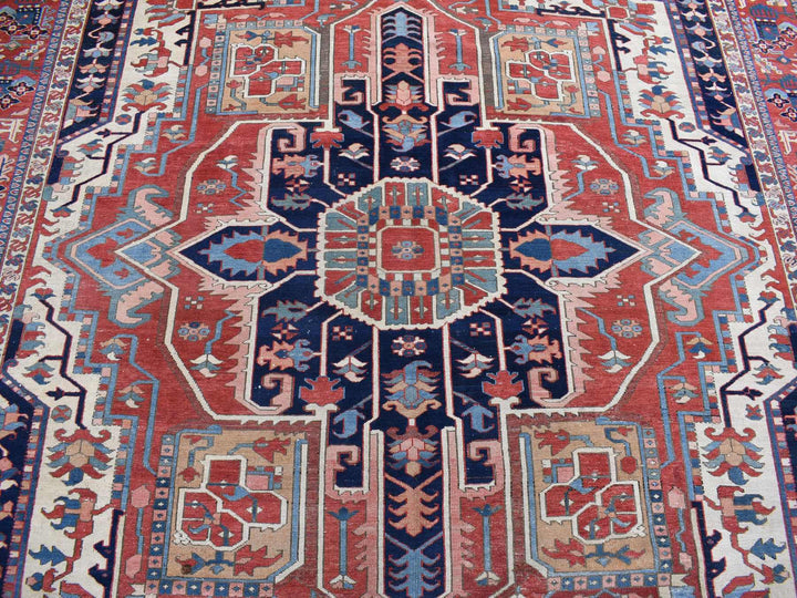 8'10" x 12'5" Vintage Hand Knotted Ivory Wool Rectangle Oriental Rug - MOA10280305