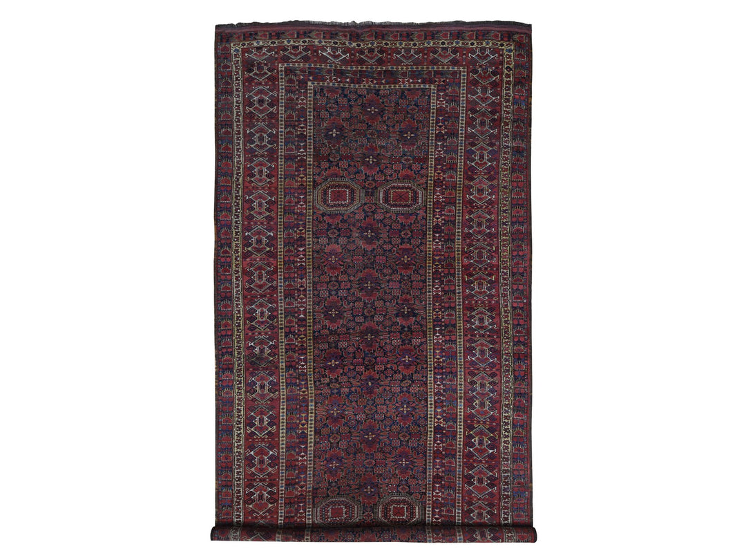 10'4" x 21'0" Vintage Hand Knotted Blue Wool Rectangle Oriental Rug - MOA10280310